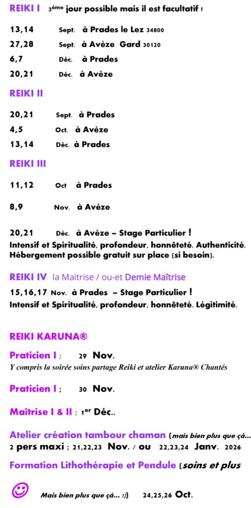 Dates-des-stages-reiki-usui-karuna-Komyo de Septembre à fin Décembre 2025